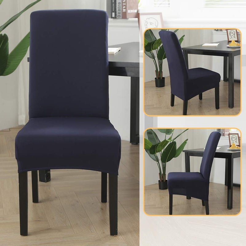CCTFS Stretch Dining Chair Slipcovers, XL/Oversized Removable Washable Soft Spandex Extra Large Dining Room Chair Covers for Kitchen Hotel Table Banquet Solid Color (2 Per Set, Navy) - Image 3